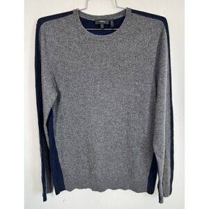 Theory Mens Hilles Cashmere Color Block Pullover Sweater Size L Classic Luxury